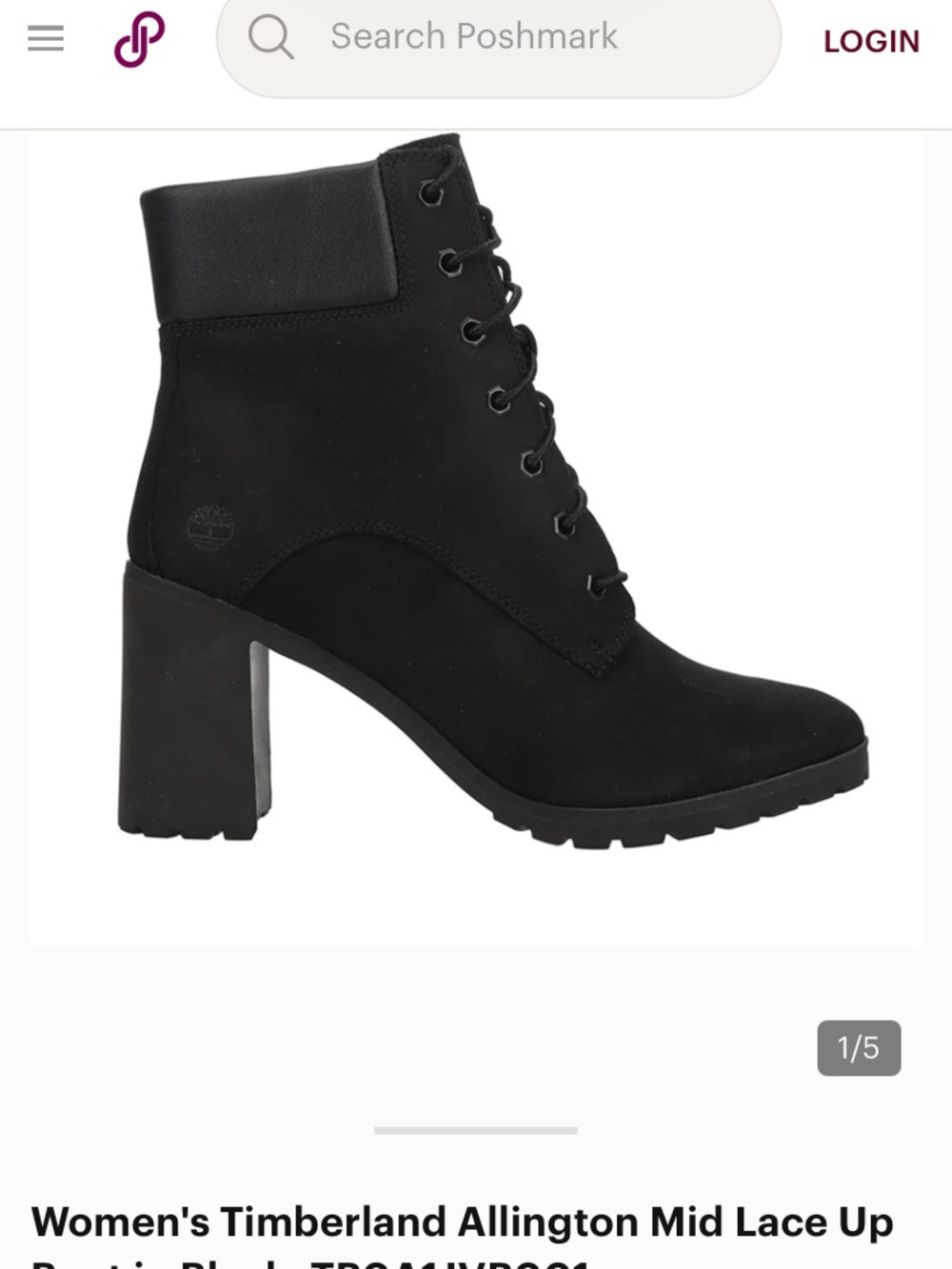 Timberland Women's Black Lace-Up Block Heel Ankle Boots